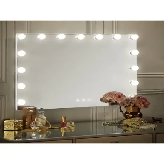 Fenchilin Vanity Hollywood Lighted Makeup Mirror with 15 Dimmable LED Bulbs for Dressing Room and Bedroom, Tabletop or Wall-Mounted, 22.8"x 18.1" image {3}