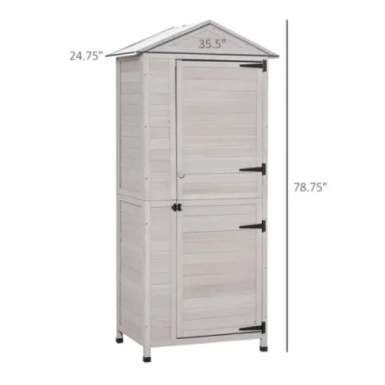 NicBex 78.75 Inch Tall Outdoor Storage Shed with Handle,Tin Roof and Magnetic Latch for Backyard Garden,Patio,Gray image {2}