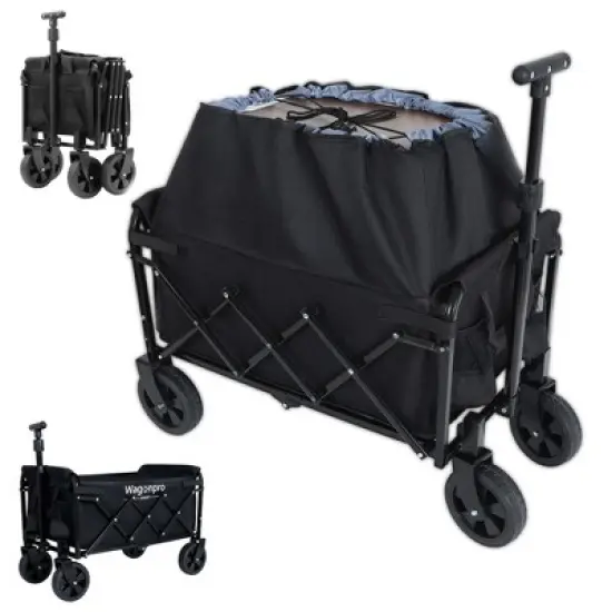 HTUTWOO 3-in-1 Convertible Folding Wagon, Expandable Dual-Layer Wagon, 180L Capacity All-Terrain Wheels, for Camping, Shopping, Gardening, Fishing image {11}