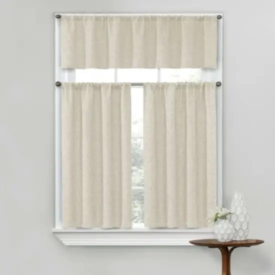 Kate Aurora Complete Textured 3 Piece Cafe Kitchen Curtain Tier & Valance Set image {5}