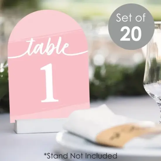 Big Dot of Happiness Pink Elegantly Simple - Wedding Receptions, Parties or Events Double-Sided 5 x 7 inches Cards - Table Numbers - 1-20 image {1}