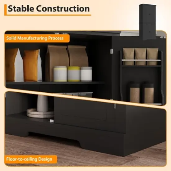 72in Tall Kitchen Pantry Cabinet, Farmhouse Large Cupboard Storage Cabinet with Adjustable Shelves 6 Door Racks for Living Dining Room Laundry image {5}