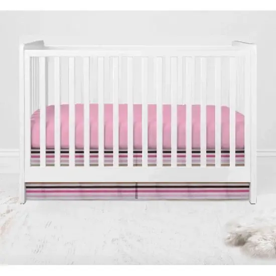 Bacati - Mod Dots Stripes Pink Fuschia Beige Chocolate 3 pc Crib Bedding Set image {3}