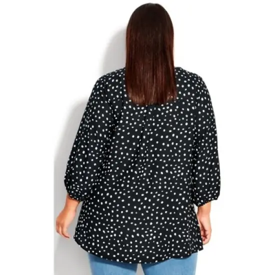 Women's Plus Size Meila Zip Print Top - black spot | EVANS image {1}