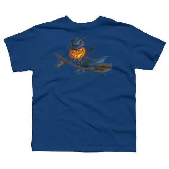 Boy's Design By Humans Halloween flying pumpkin By officegeekshop T-Shirt image {5}