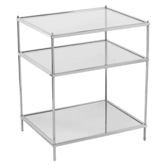 Benton Glam Mirrored Side Table - Chrome - Aiden Lane image {5}