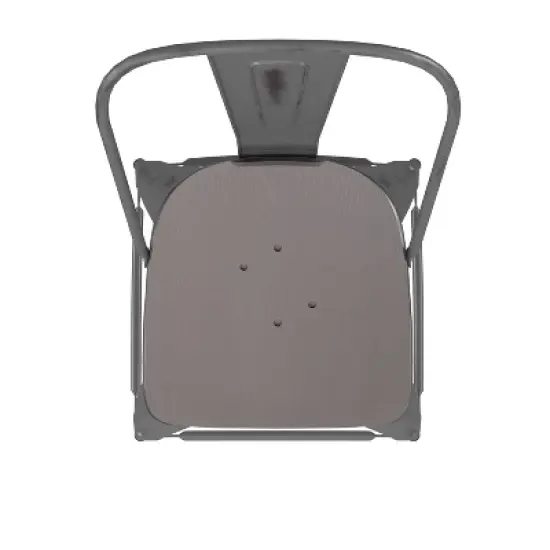 Emma and Oliver Clear Coated Metal Stool with Backrest and Polyresin Seat for Indoor Use Only image {9}