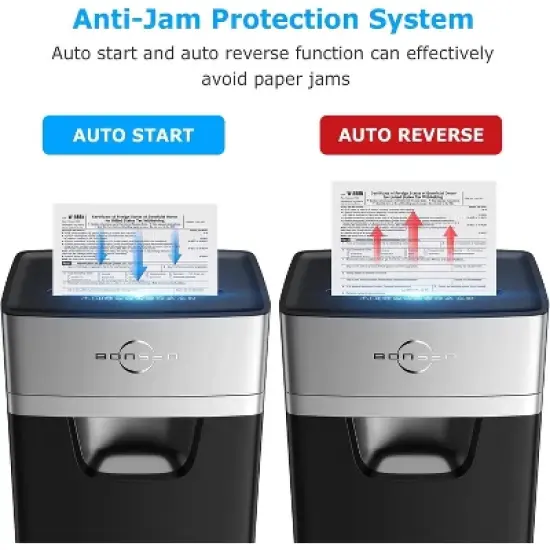 BONSEN 16-Sheet Heavy Duty Paper Shredder, 60-min runtime, cross-cut CD shredder, 60dB low noise, 5.3-gallon bin, anti-jam for home/office use image {4}