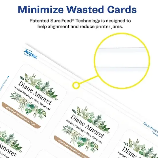 Avery Clean Edge Laser Square Cards with Rounded Corners 2 1/2" x 2 1/2" White 20 Sheets/Pack 180 image {2}