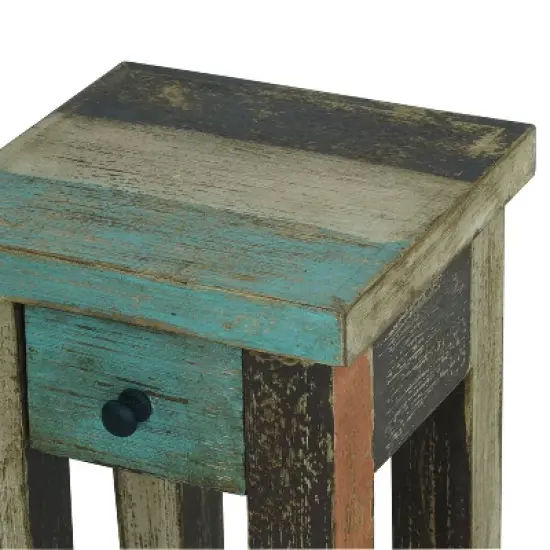 Meader Boho Handmade Distressed Mango Wood End Table - Christopher Knight Home image {1}