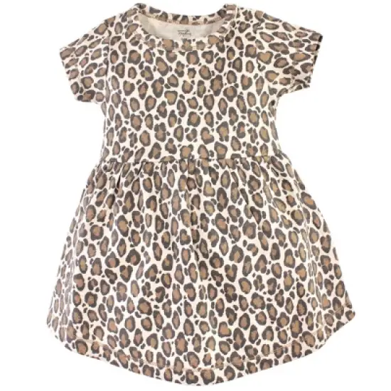 Touched by Nature Baby and Toddler Girl Organic Cotton Short-Sleeve Dresses 2pk, Leopard image {1}