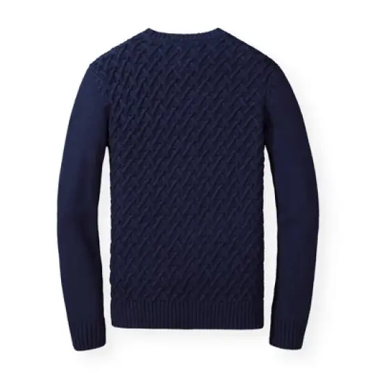 Hope & Henry Mens' Organic Cotton Herringbone Cable Sweater image {3}