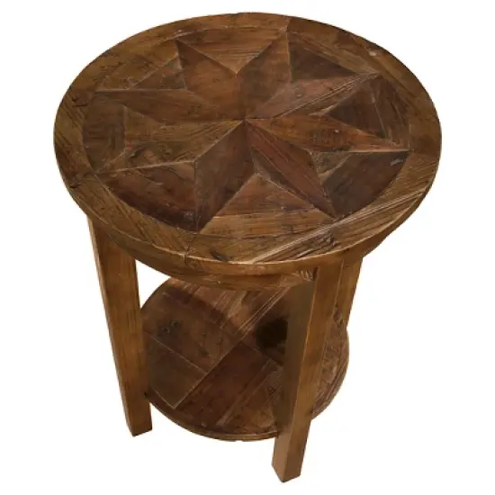 Round End Table Reclaimed Wood Natural - Alaterre Furniture image {1}