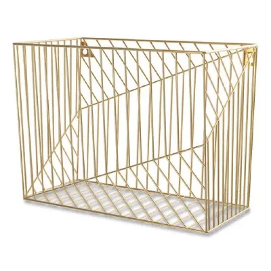 U Brands Vena Hanging File Basket, Letter Size, 6.85" Long, Gold image {1}