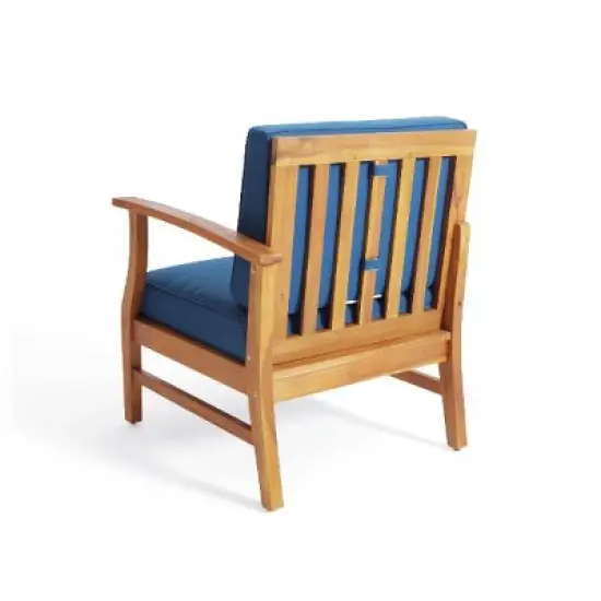 NicBex 3-Seater Outdoor Sofa Set, Acacia Wood Modular Couch with Coffee Table, Patio Sofa Set with Cushions image {4}