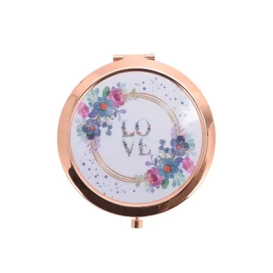 Unique Bargains Pocket Makeup Mirror Rose Gold Tone 1 Pc image {5}