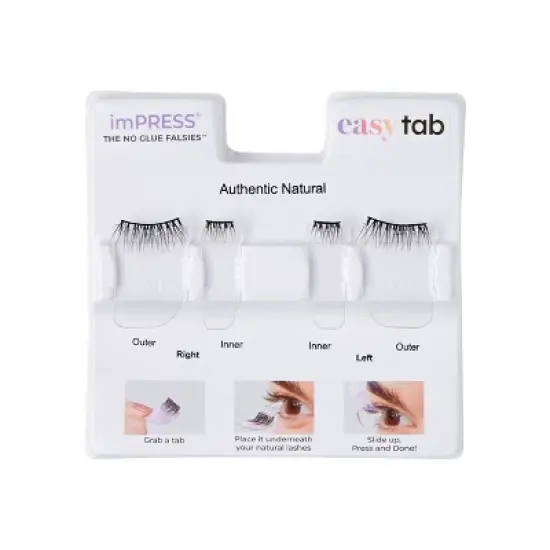 KISS Products imPRESS Easy Tab Press On Self Adhesive Eyelashes - Authentic Natural - 20ct image {6}