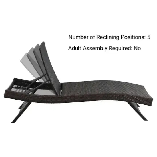 Probe Hues 2 PCS Wicker Patio Lounge Chair with 5-Ajustable Backrest and Pillow image {7}