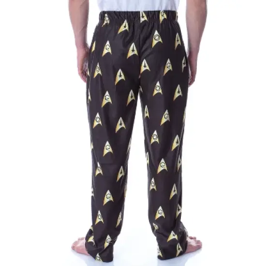 Star Trek The Original Series Men's Allover Starfleet Insignia Pajama Pants Black image {3}