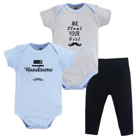 Hudson Baby Infant Boy Cotton Bodysuit and Pant Set, Handsome Fella image {1}