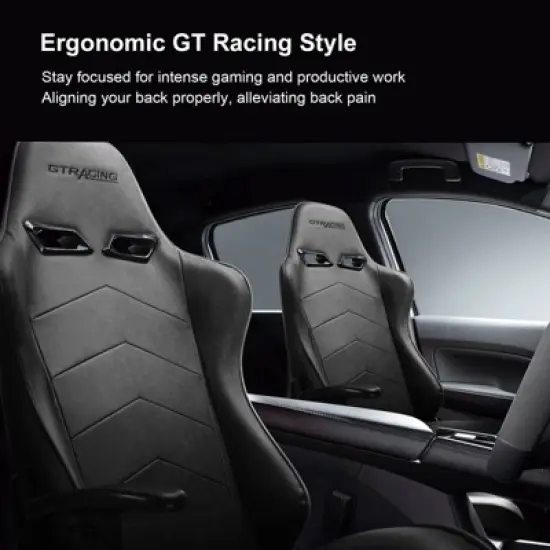 GTRACING Gaming Chair with Footres Ergonomic Recliner Office Chair with Lumbar Support Gray image {1}
