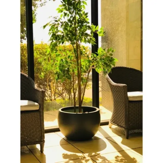 Rosemead Home & Garden, Inc. Concrete Outdoor Planter Pot with Drainage Hole Black 20"x20" image {2}