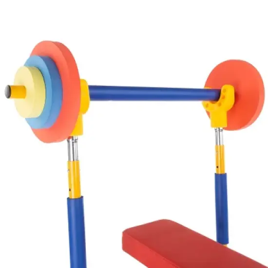 Toy Time Kids' Weight Bench Workout Equipment Set for Beginner Exercise, Weightlifting, and Power lifting with Leg Press and Barbell image {4}