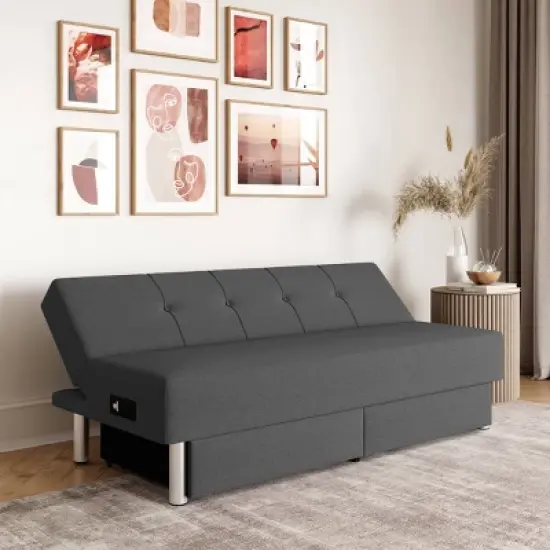 Wilton Dream Convertible Futon Sofa Bed Charcoal - Serta image {1}