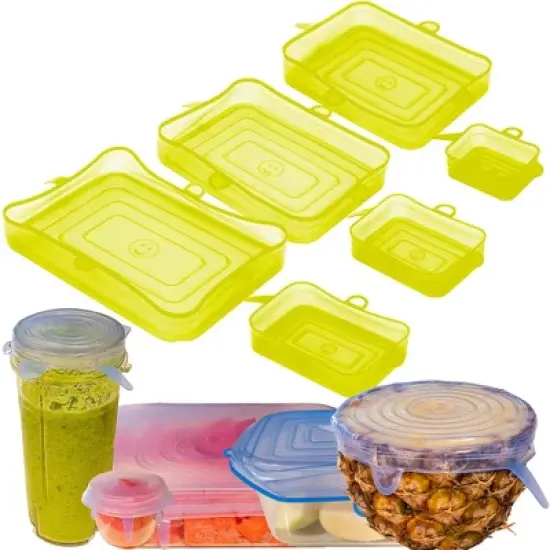 5 Star Super Deals Silicone Stretch Food Lids 24 Rectangular Pack - Reusable Leak-Proof Containers Covers for Fresh Food Storage & Plastic Containers image {11}