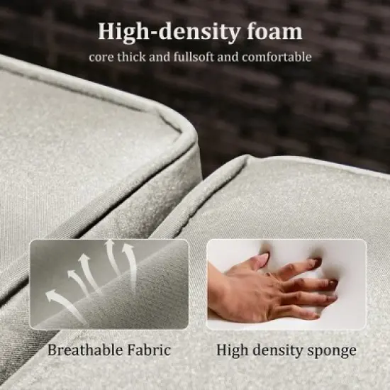 Decksplore 6-Piece All-Weather Wicker Patio Furniture Set & Coffee Table Outdoor Conversation Set with Cushions for Garden, Deck image {10}