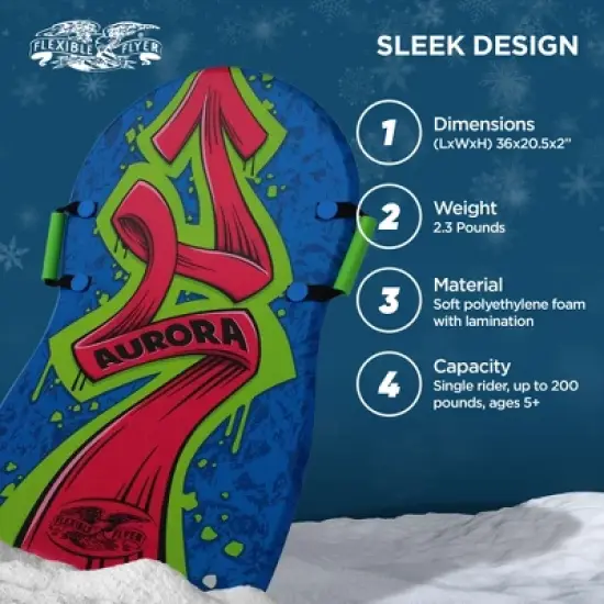 Flexible Flyer Aurora 36 Inch 1 Person Lightweight Foam Slider Snow Play Sleds with Handles for Adult & Kids Ages 5 & Up (3 Pack) image {3}