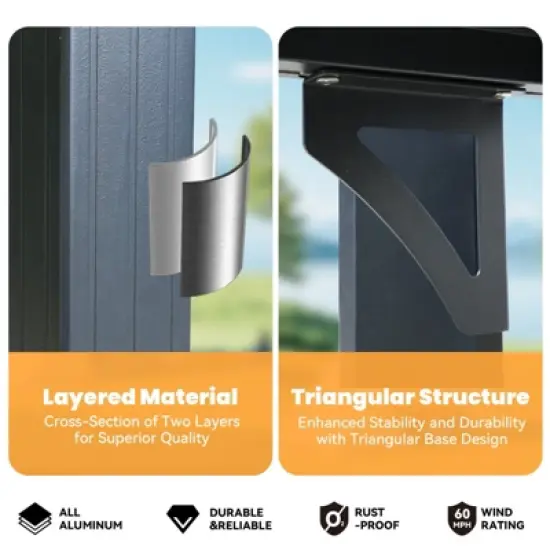 EROMMY 8 Ft. W X 5 Ft. D Pergola with Canopy, Aluminum Louvered-Top Grill Gazebo, Outdoor BBQ Gazebo with Built-In Gutter System image {6}