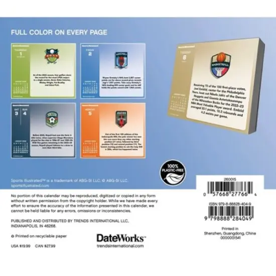 Trends International 2026 Sports Illustrated Sports Dayata Time 6.12"x5.37" Box Calendar image {7}