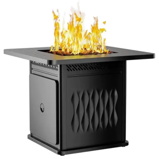 East Oak 32" Brazi Propane Square Outdoor Tabletop Fireplace Black: Iron Frame, Rust & Heat-Resistant image {13}