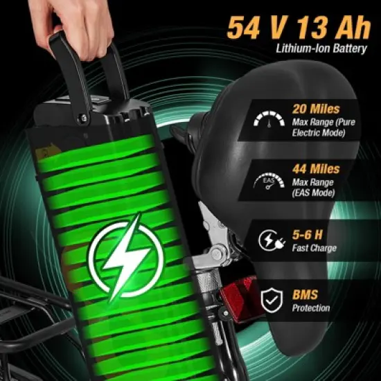 Costway Folding Electric Mountain Bike for Adults with 20" Fat Tires 750W Brushless Motor 54V 13Ah UL2849 image {5}