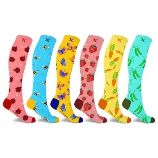 Extreme Fit Nature And Fruity Prints Knee-High Compression Socks - 6 Pair image {4}
