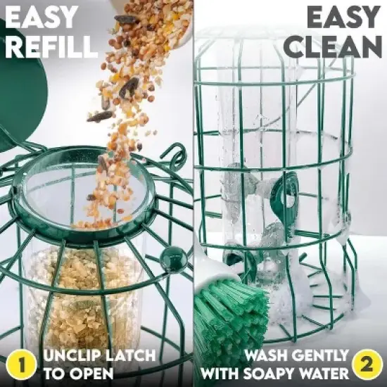 Outdoor Wild Bird Feeder Squirrel-Proof Chew-Proof Metal Hanging Seed Feeder with 4 Feeding Ports for Small Songbirds image {5}