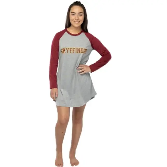 Juniors Harry Potter Hogwarts Houses Pajama Nightgown Raglan Sleep Shirt image {5}