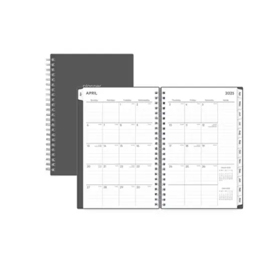 Blue Sky 5"x8" 2025-2026 Weekly/Monthly Wirebound 15-Month Planner Solid Gray image {3}