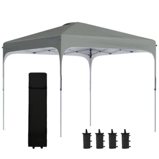 Outsunny 8' x 8' Pop Up Canopy, Foldable Gazebo Tent with Carry Bag with Wheels and 4 Leg Weight Bags for Outdoor Garden Patio Party image {7}