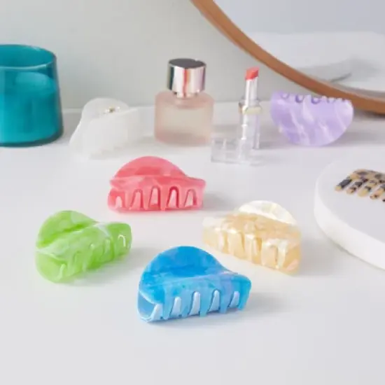 Zodaca 6 Pack Medium Hair Claw Clips for Women, Accessories in 6 Bright Colors, 3.2 x 1.4 x 1.7 In image {1}