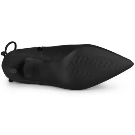 Allegra K Women's Pointed Toe Kitten Heel Ankle Booties image {5}