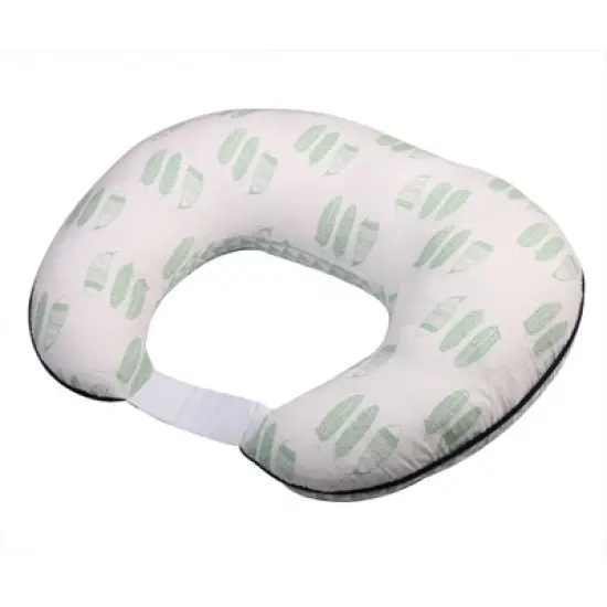 Bacati - 3 pc Noah Tribal Mint/Navy Feathers/Triangles Muslin Hugster Feeding & Infant Support Nursing Pillow with 2 removable zippered covers image {7}