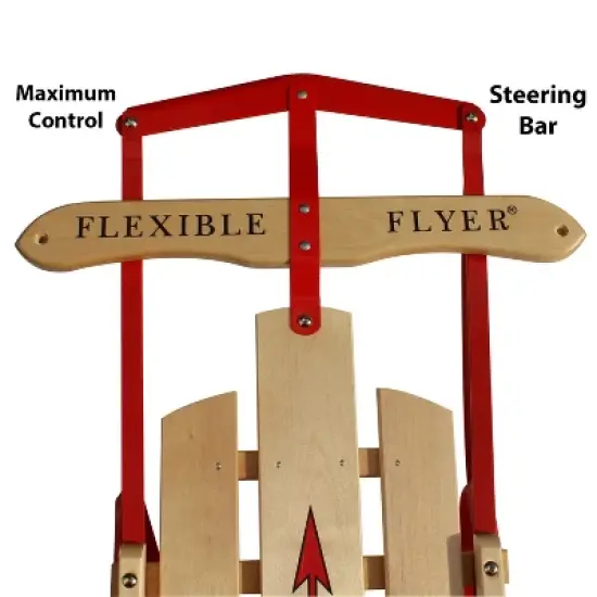 Paricon Flexible Flyer Metal Runner Steel and Wood 54 Inch Long Snow Slider Sled with Steering Bar and Triple Knee Construction, Red image {1}