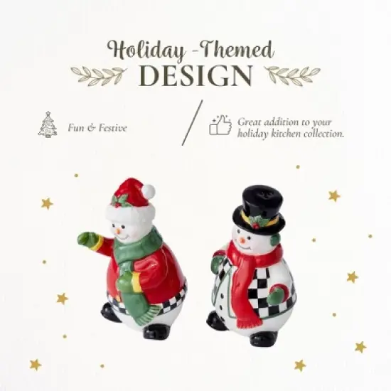 Spode Christmas Tree Snowman Salt and Pepper Shaker Set  (2 Piece) - Holiday Kitchen & Table D&eacute;cor - Festive Home Accent image {2}