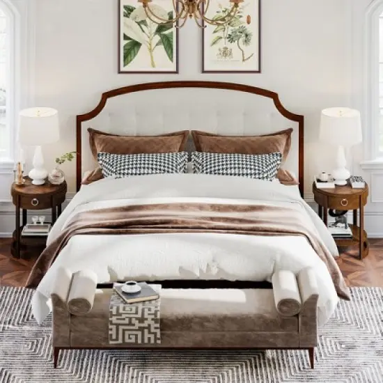 Costway  Side End Table with Drawer Storage Shelf Classic Accents Nightstand Walnut Elliptical image {4}