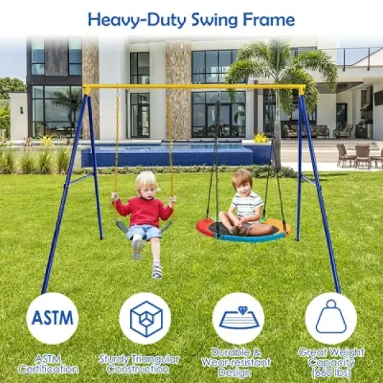 Costway 660 LBS Heavy-Duty Metal Swing Frame Extra Large Swing Stand for Kids and Adults image {7}
