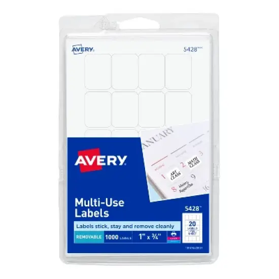 Avery Removable  Labels, Removable Adhesive, 1" x 3/4", 1,000 Labels (5428) image {4}