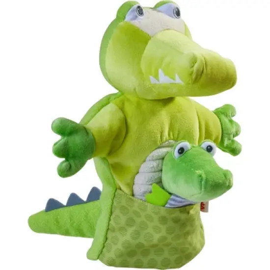 HABA Crocodile With Baby Hatchling - Hand Puppet and Finger Puppet 2 Pc Set image {1}