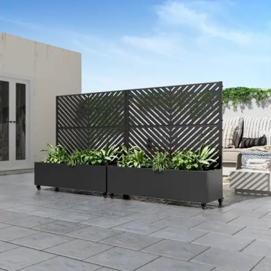 PexFix Outdoor Metal Trellis with Planter Box in Parallel Line Pattern image {1}